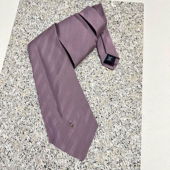 POLO by Ralph Lauren Purple 100% Silk Polo LOGO Mens Necktie - Picture 1 of 7